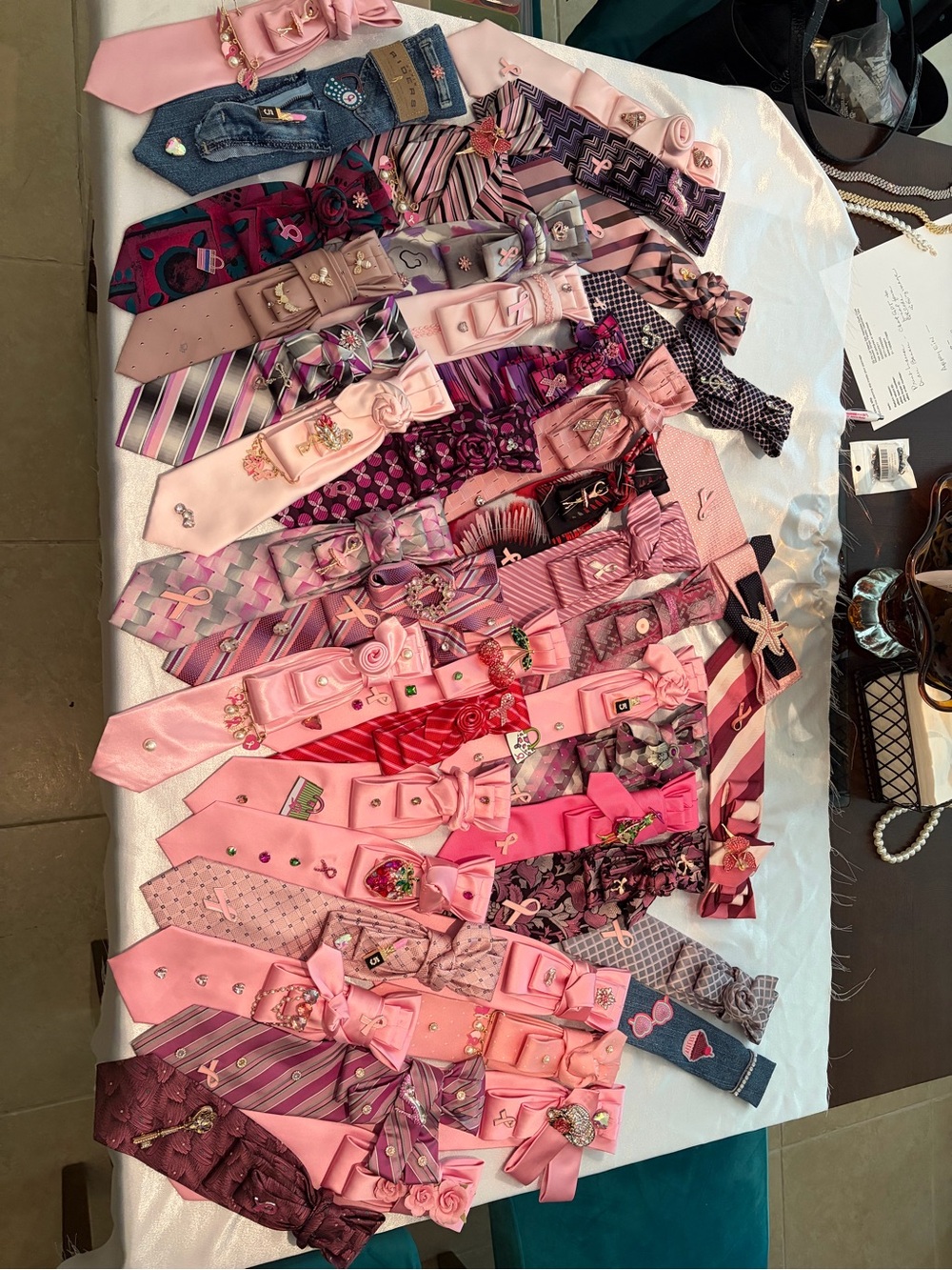 Women’s Pink Ribbon Bow Tie Scarf - Brand